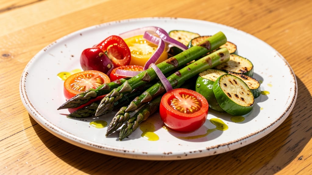 Brunch Vegetables: Roasted Rainbow Medley With Herbed Yogurt Dip