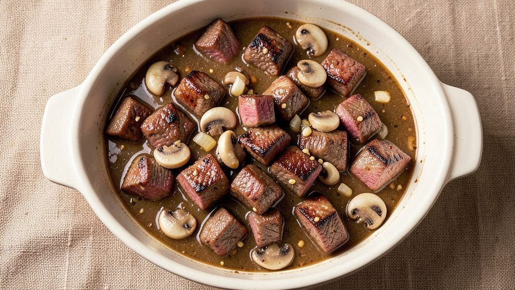 Cubed Steak With Mushroom Gravy Recipe: Pan-Seared Bites in Rich Umami Sauce