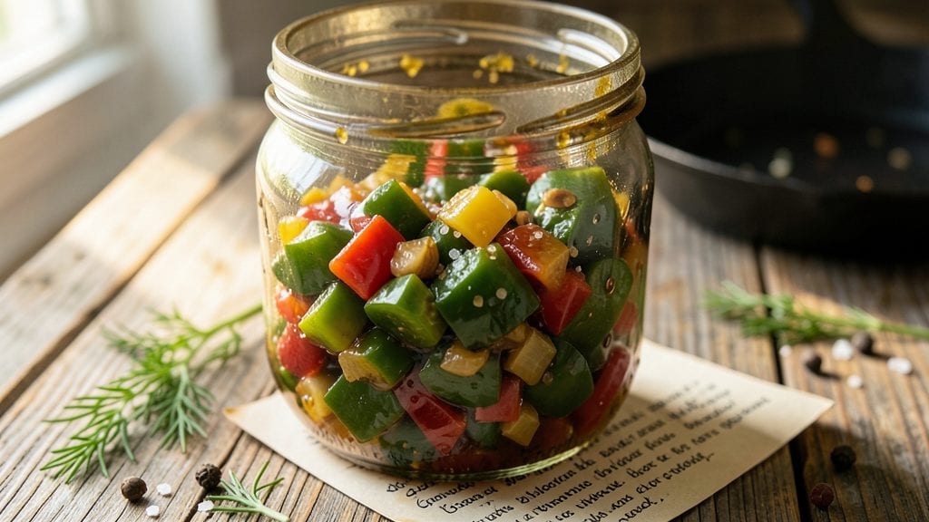 Grandma's Old Fashioned Green Tomato Relish Recipe: Vinegar-Bright Zing for Canning or Snacking