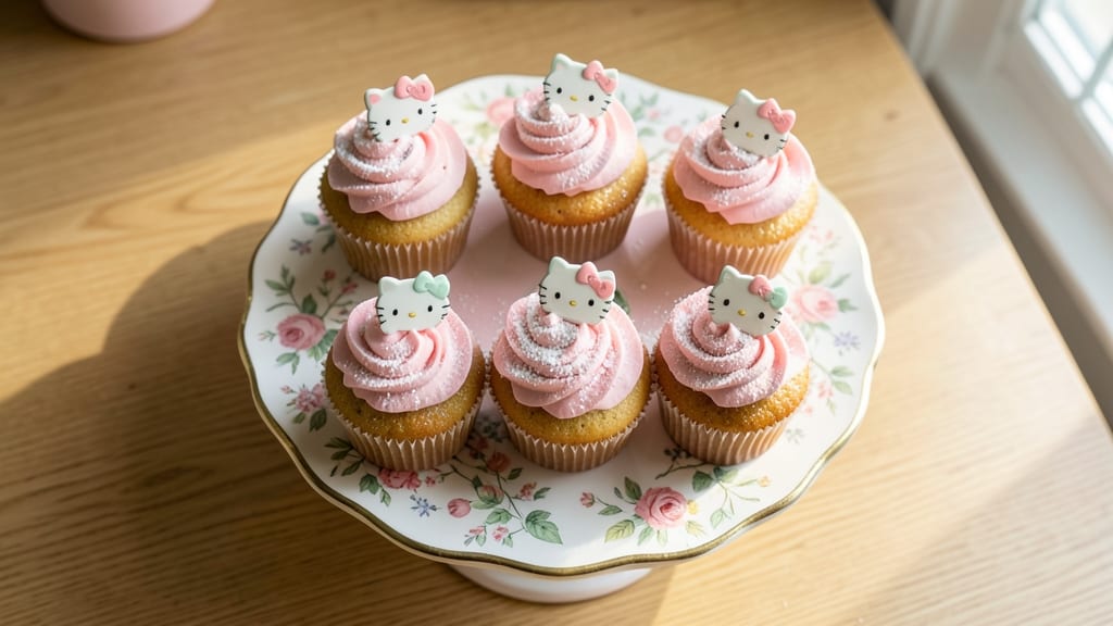 Hello Kitty Cupcakes: Whimsical Vanilla Frosting and Edible Sparkle Magic