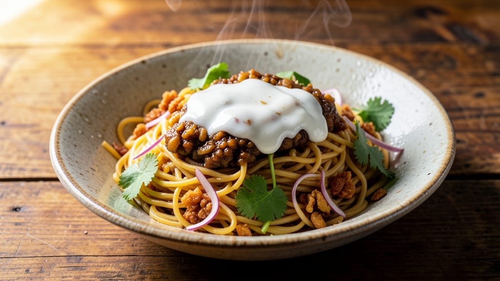 Myanmar Cooking Recipe: Golden Turmeric Noodle Bowl With Crispy Eggs