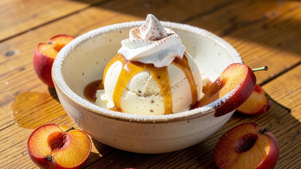 Old Fashioned Peach Ice Cream Recipe: Bourbon-Kissed Creaminess With Vanilla Bean Swirls