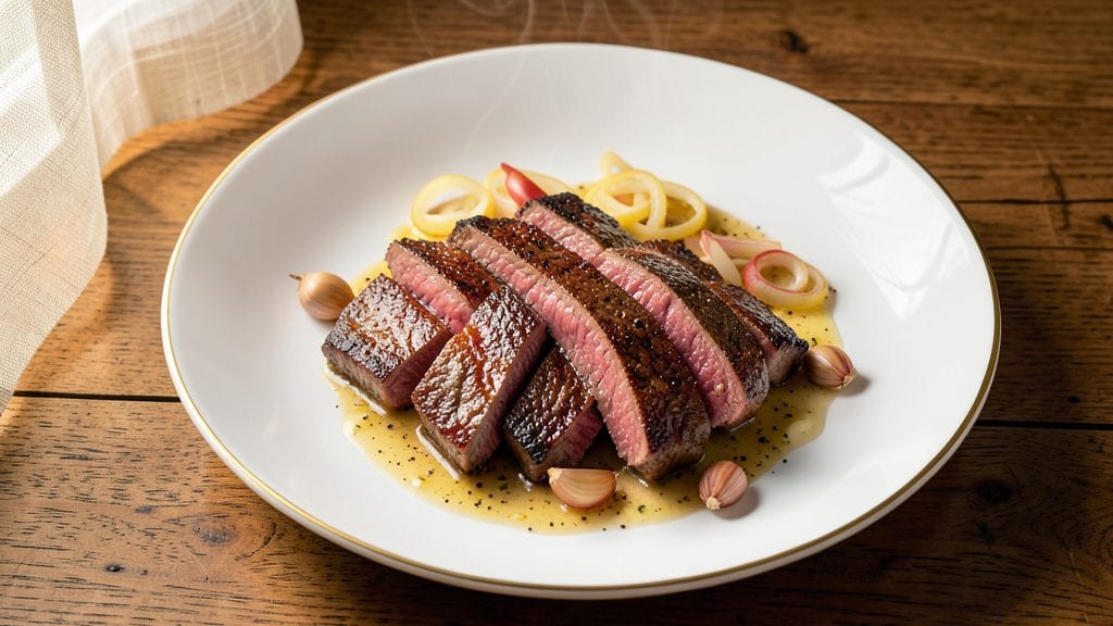 Sirloin Strips: One-Pan Garlic Butter Sear with Caramelized Onions